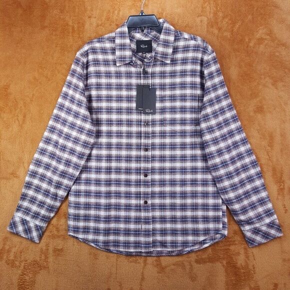 RAILS Mens Shirt XL Berry Grey Plaid Flannel Button Up Pocket FORREST $158 - Picture 2 of 9